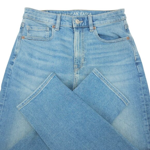 American Eagle Mom Jeans High Rise Ankle Stretch Womens Size 6 Light Wash Denim - Picture 6 of 13